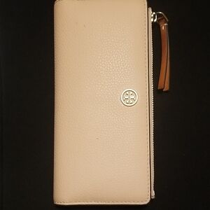 Tory Burch Beige Leather Zip Wallet